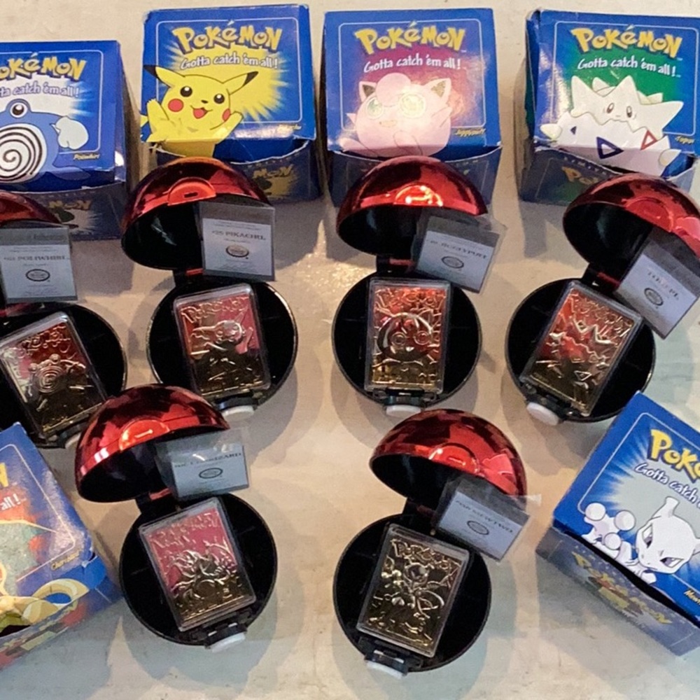 1999 Pokemon 23K Gold Plated Cards Burger King Charizard Card Complete Set Of 6 - Picture 3 of 16